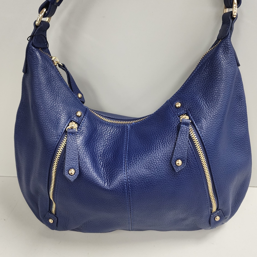 Elegant Blue Leather Hobo Bag